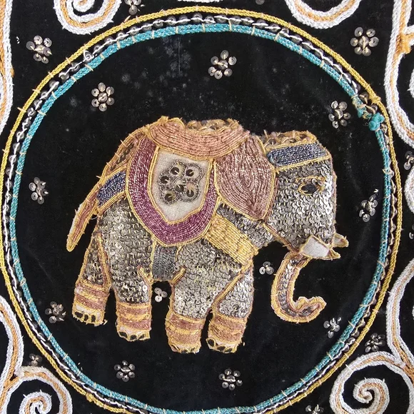 Vintage Carol Horn Workshop 🐘 Elephant 🐘 Vest Embellished Beads Sequins Ethnic - Picture 3 of 6
